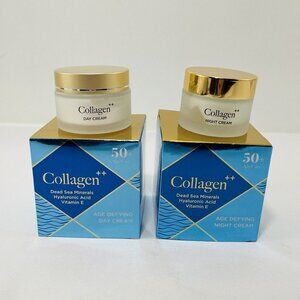 Edom Collagen 50+ Age Day Night Face Cream Set Hyaluronic Wrinkle Reduce Repair